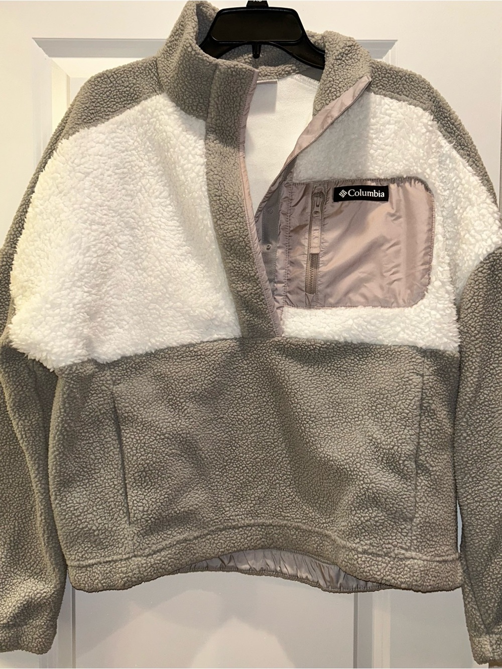 Columbia Kids Taupe and White Sherpa Half-Zip Pullover